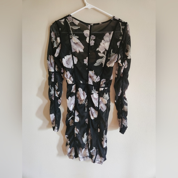 NWT Black Floral Sheer Dress - Picture 2 of 9